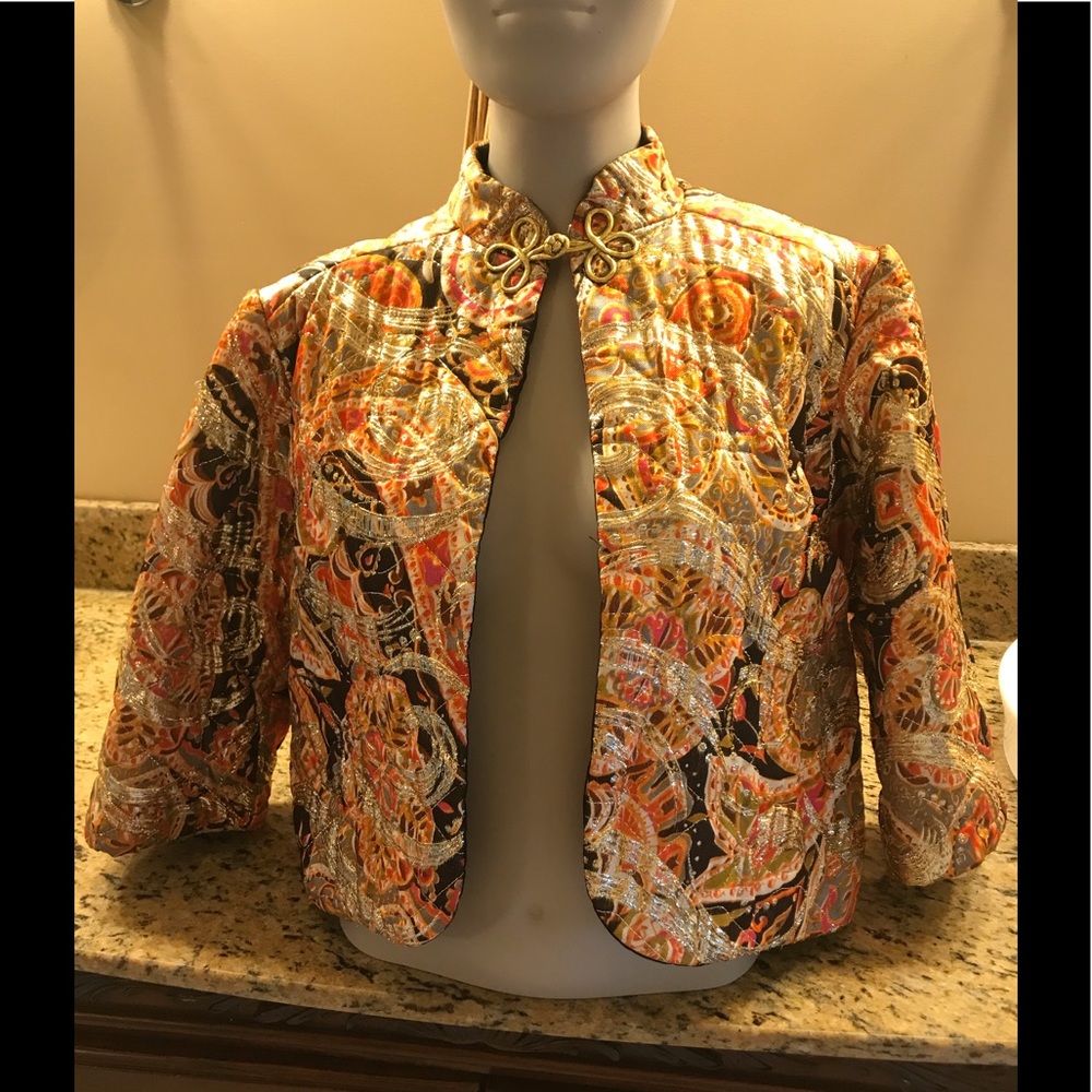 Vintage Asian Gold thread silk embroidery jacket